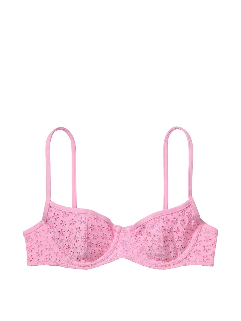 Frankie's Bikinis Pink Eyelet Underwire Bikini Top